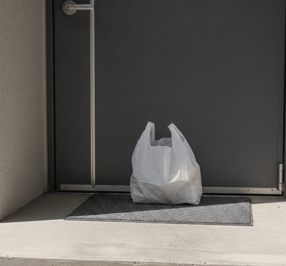 bburinkle chicken in front of door